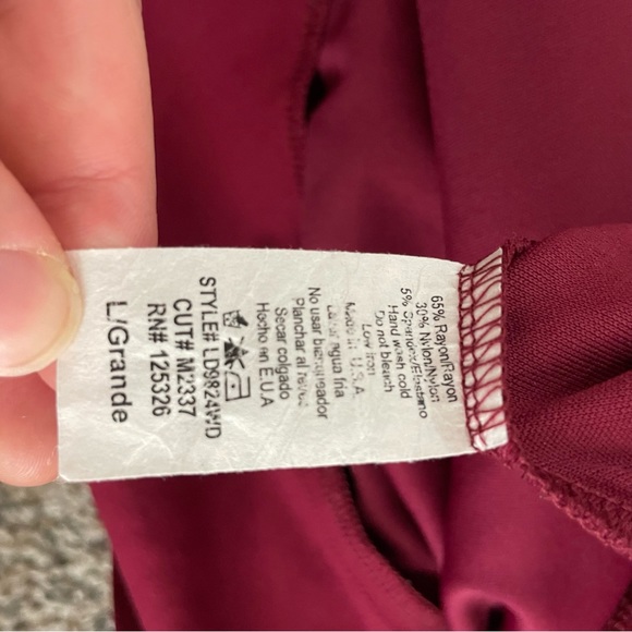 Burgundy Red Short Cocktail Dress | Windsor Women Large | Keyhole Lace Open Back - Picture 4 of 7